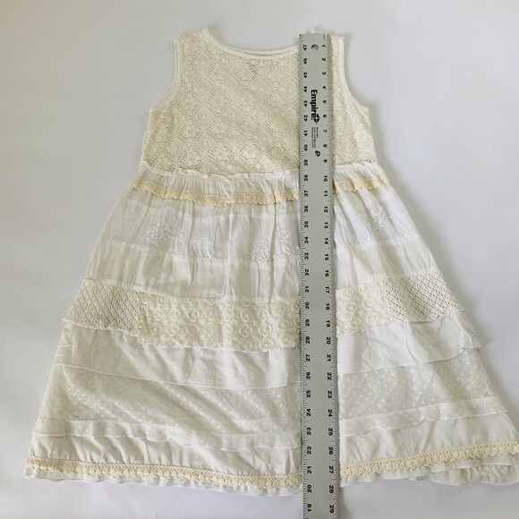 Marilu Dress Girls Size 6 White Ivory Lace Overlay Sleeveless Tiered Lightweight - Picture 8 of 11